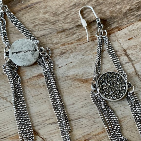 Dyrberg/Kern Elidia Swarovski crystal long dangle earrings Antique Silver - Picture 5 of 6
